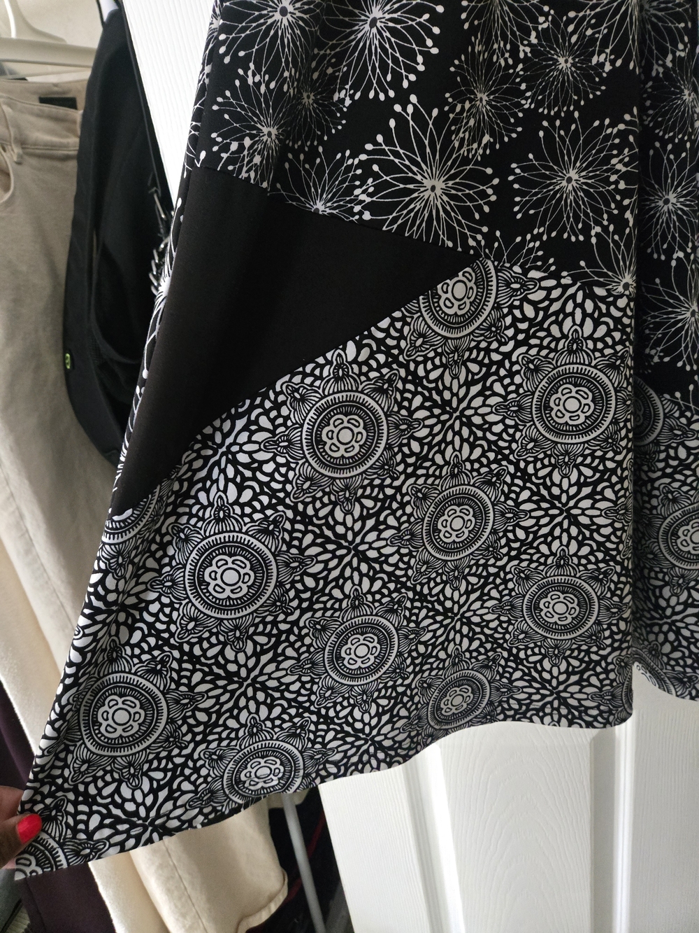 Black and White Patterned A-Line Skirt